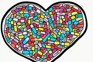Pills that says “my love”  indicating love as a drug, encased within a pill bottle labeled "Take Daily". tattoo idea