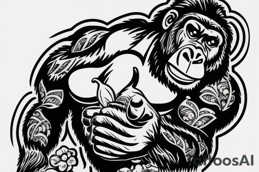 cute gorilla carrying the world tattoo idea