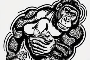 cute gorilla carrying the world tattoo idea