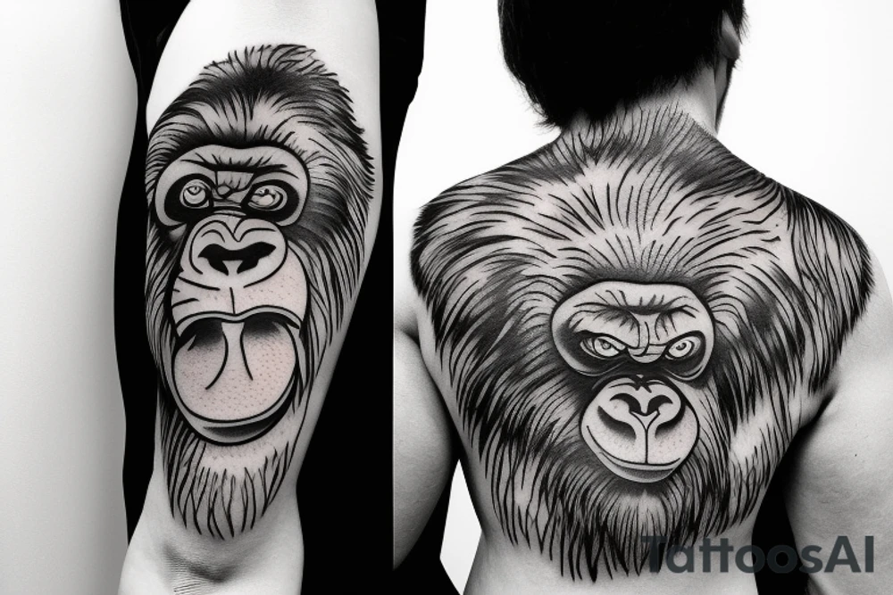 cute gorilla carrying the world tattoo idea