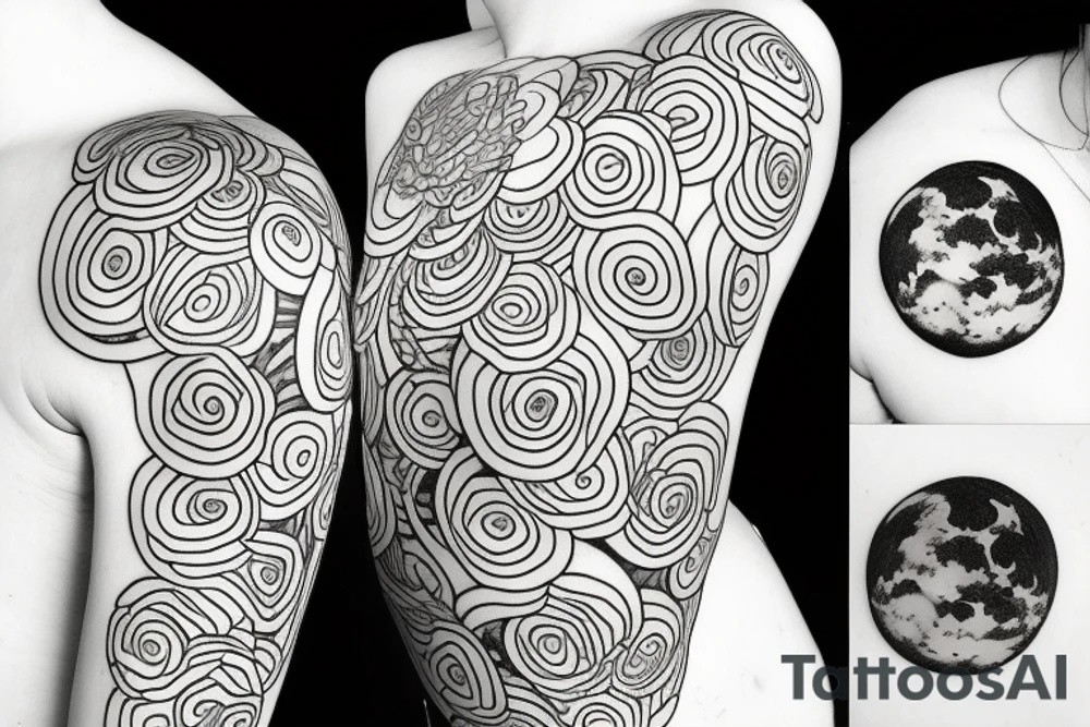 woman hugging the moon tattoo idea