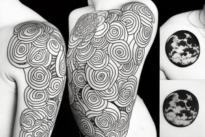woman hugging the moon tattoo idea