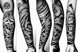 a half pillar with vine surrounding it tattoo idea