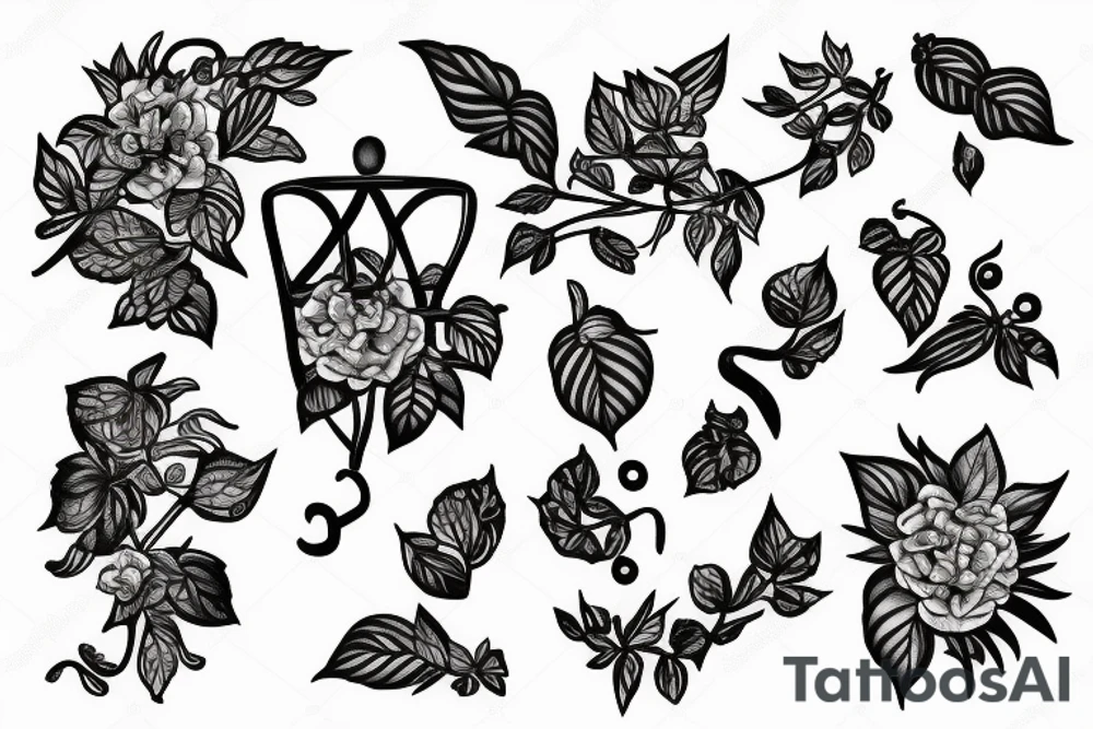pole with vine surrounding it tattoo idea