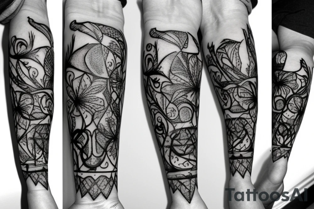 pole with vine surrounding it tattoo idea