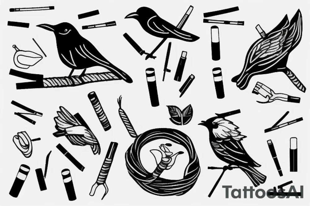 a bird smoking cigarette tattoo idea