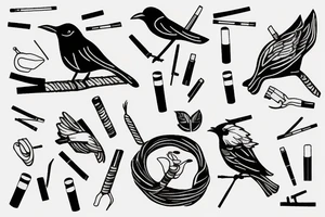a bird smoking cigarette tattoo idea