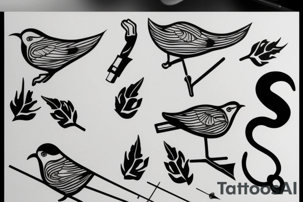 bird smoking cigarette tattoo idea