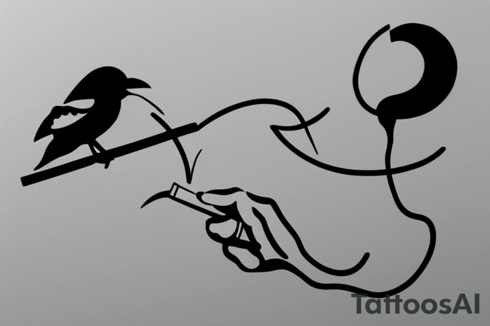 bird smoking cigarette tattoo idea