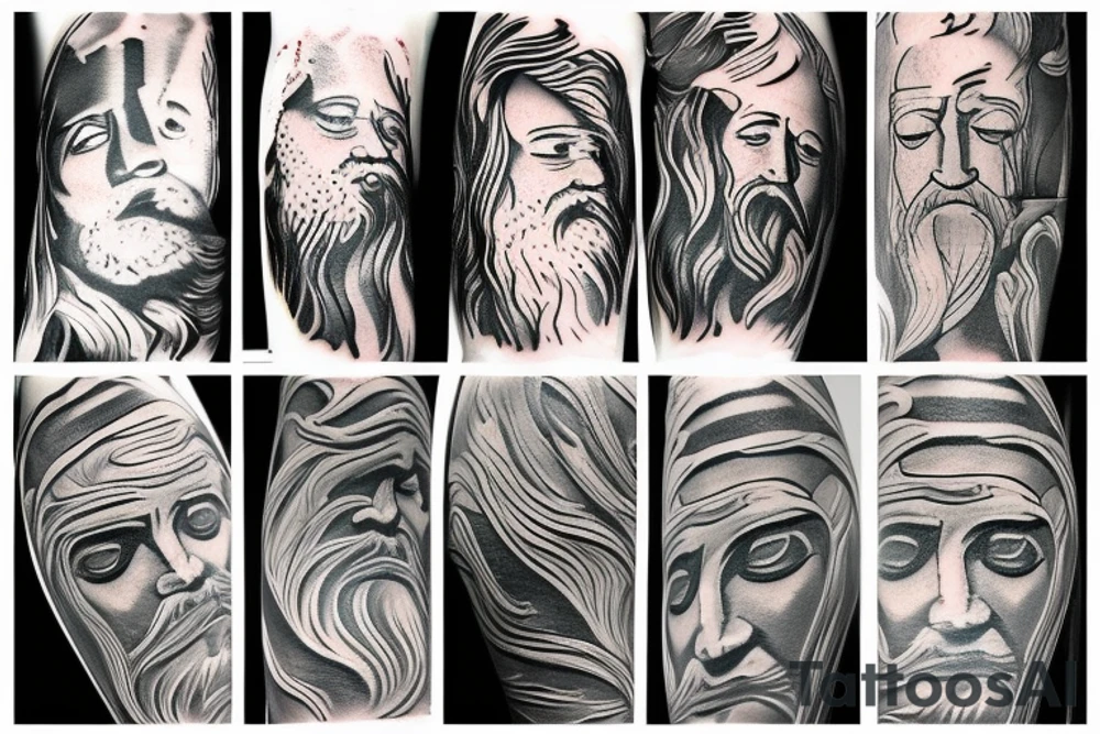 Painting of Moses sculpture tattoo idea