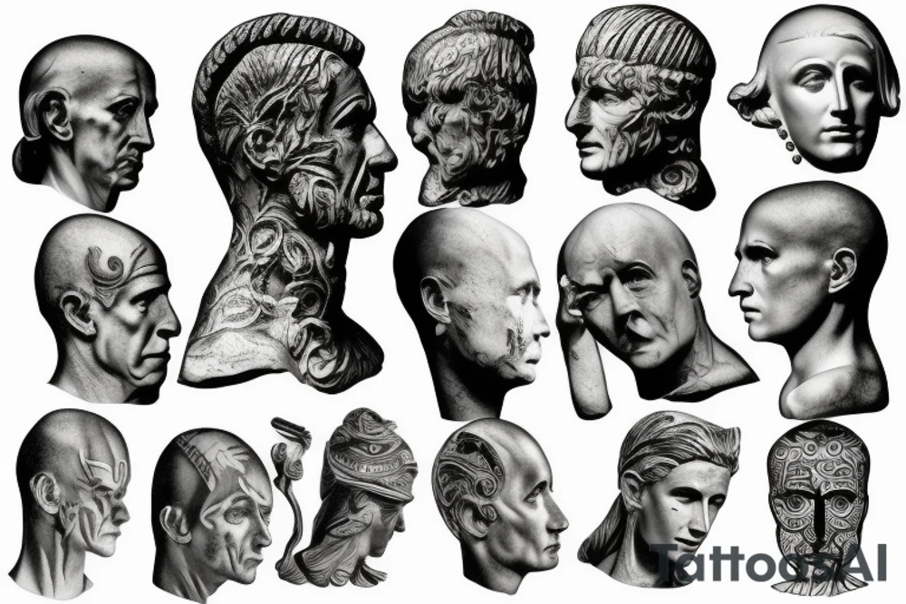 Sculpture of julius Caesar classic tattoo idea
