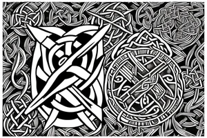fighter jet made of celtic knots tattoo idea