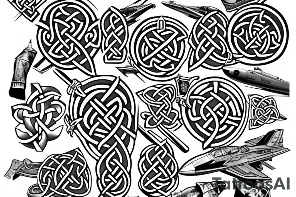 Celtic knot incorporating a fighter jet tattoo idea