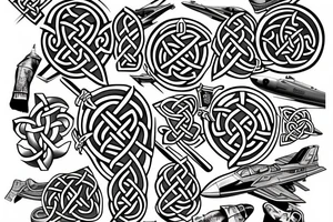 Celtic knot incorporating a fighter jet tattoo idea