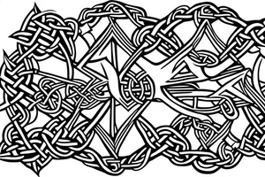 fighter jet made of celtic knots tattoo idea