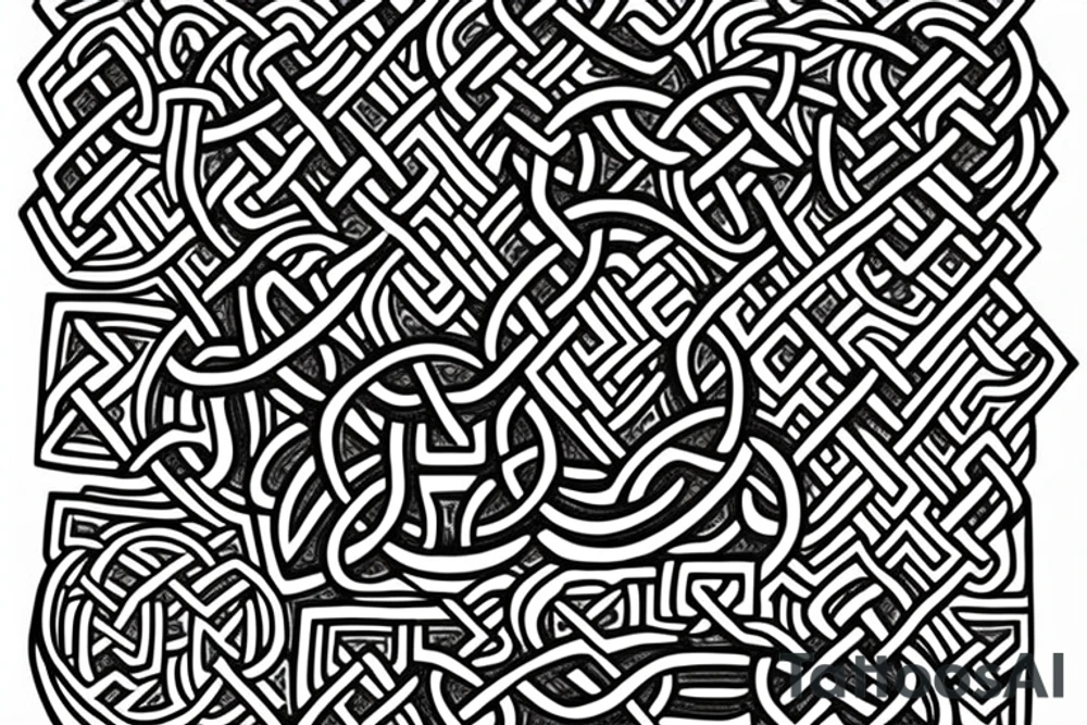 fighter jet made of celtic knots tattoo idea