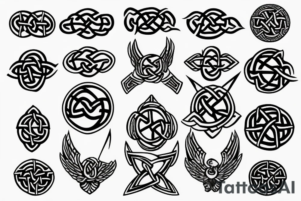 fighter jet made of celtic knots tattoo idea
