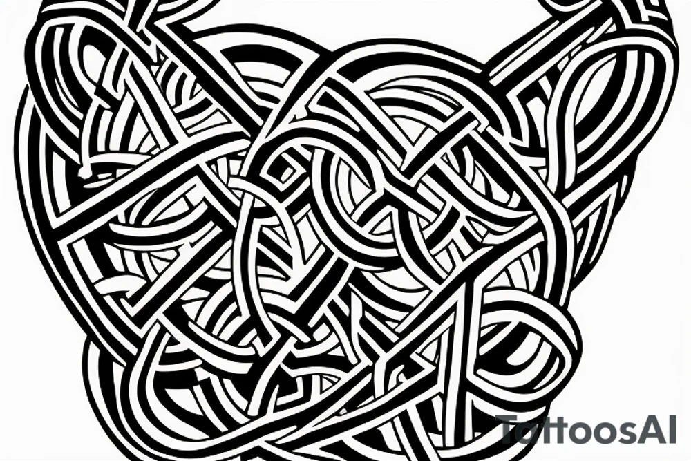 fighter jet made of celtic knots tattoo idea
