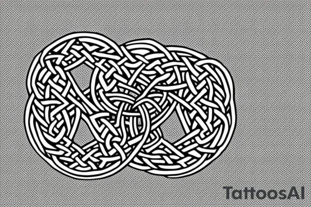 fighter jet made of celtic knots in the shape of the letter X tattoo idea