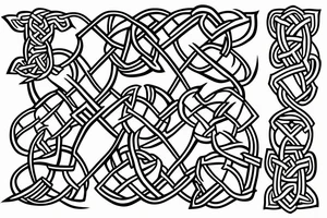 fighter jet made of celtic knots in the shape of the letter X tattoo idea