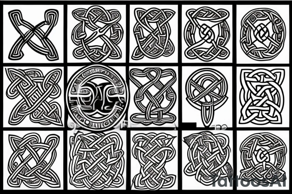 jet celtic knots letter X tattoo idea