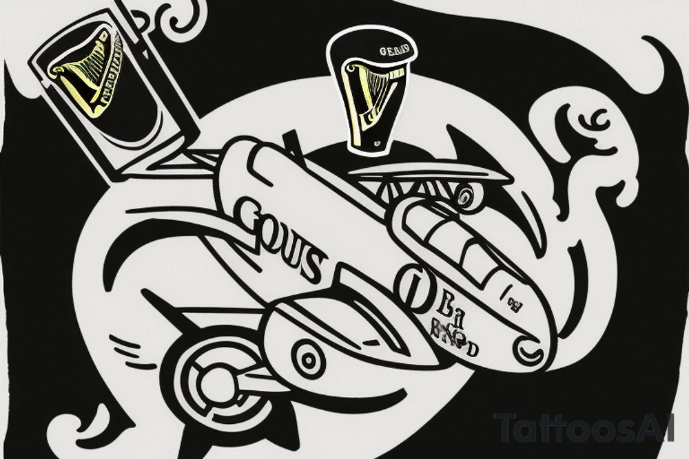 Guinness logo with bomber airplane instead of harp logo tattoo idea