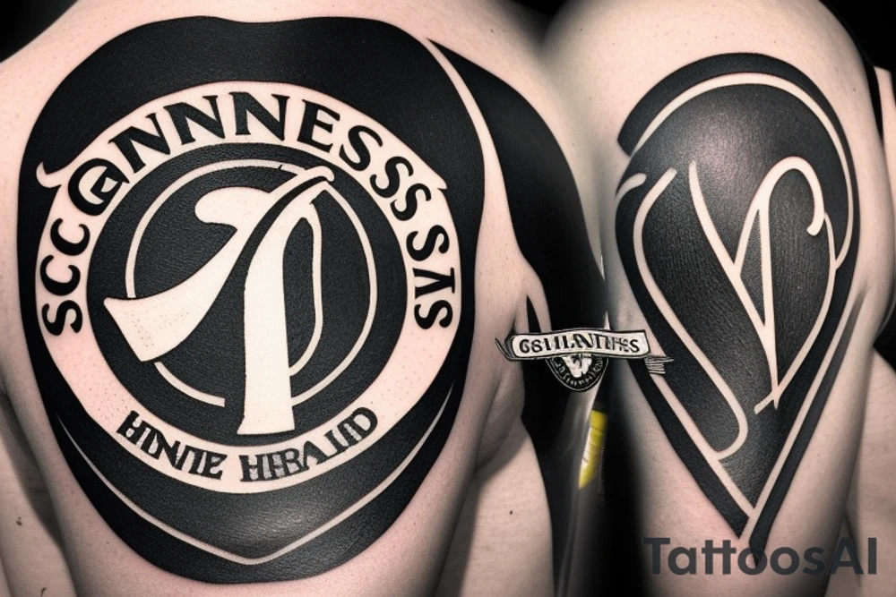 Guinness logo with bomber airplane instead of harp logo, word 'Innis' instead of Guinness tattoo idea