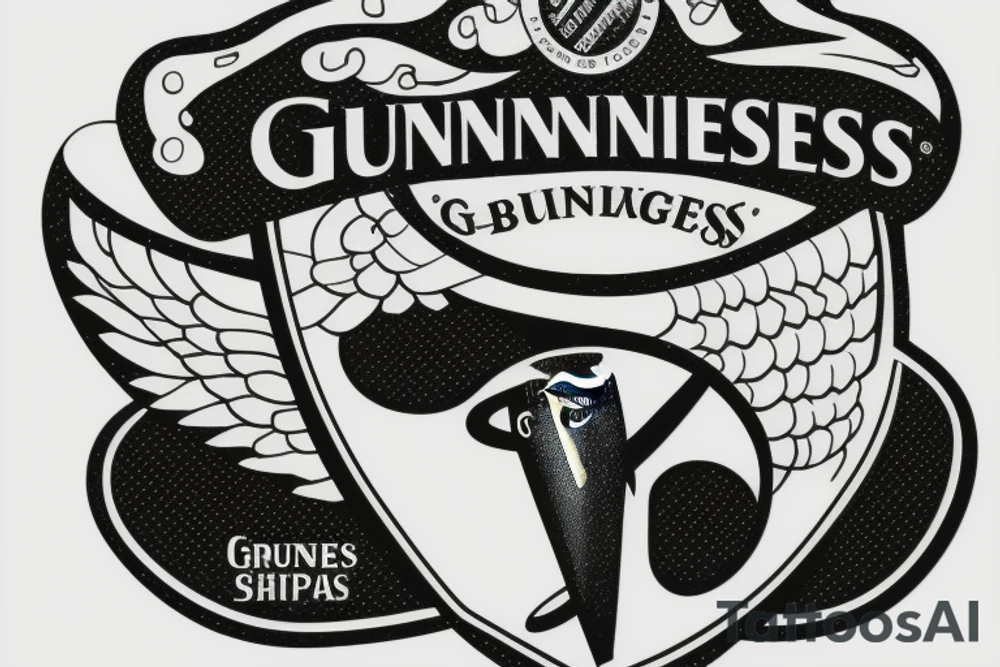 Guinness logo with bomber airplane instead of harp logo, word 'Innis' instead of Guinness tattoo idea