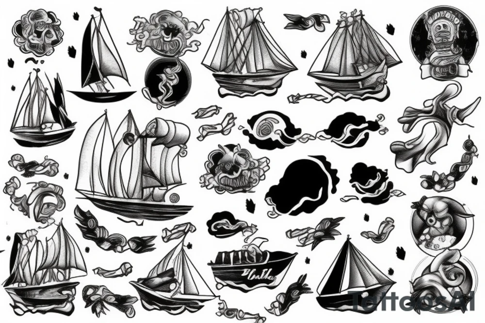 Ship in a storm tattoo idea
