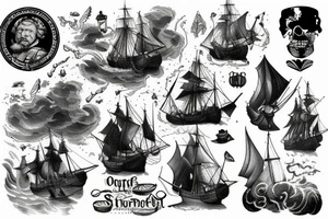 Ship in a storm Rembrandt tattoo idea