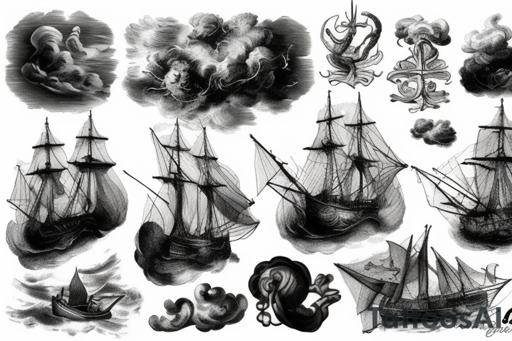 Ship in a storm Rembrandt tattoo idea