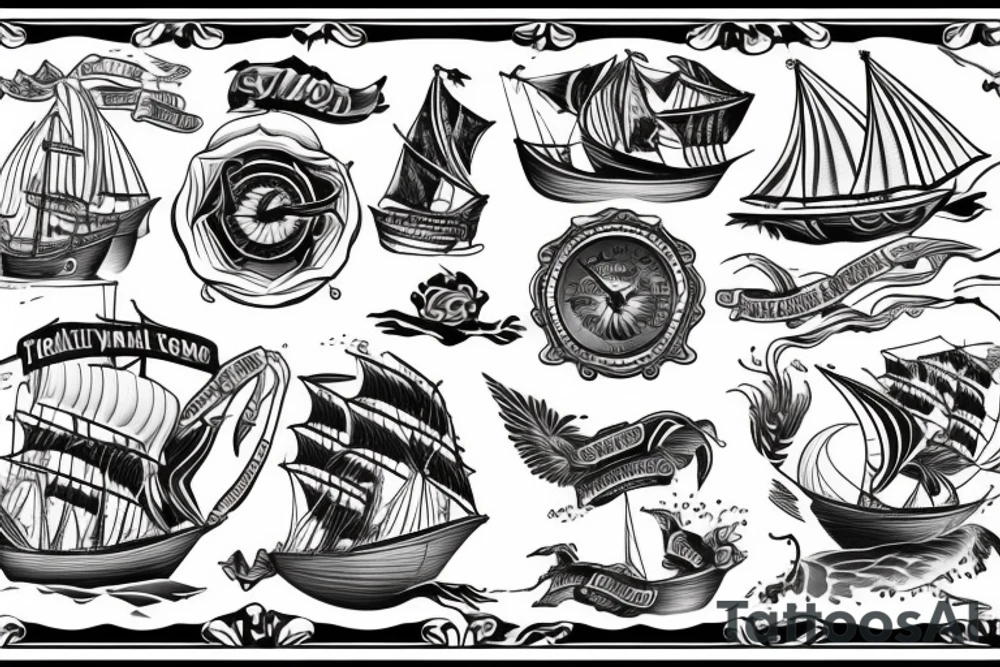 Stormy ship tattoo idea