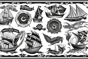 Stormy ship tattoo idea