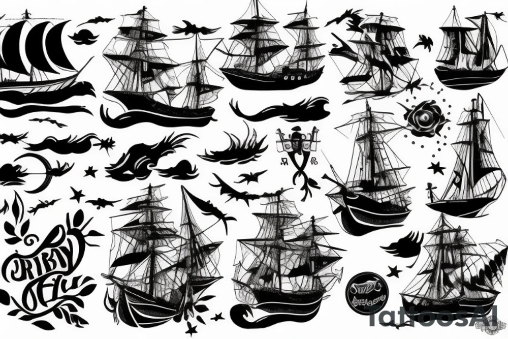 Stormy ship tattoo idea