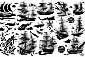 Stormy ship tattoo idea