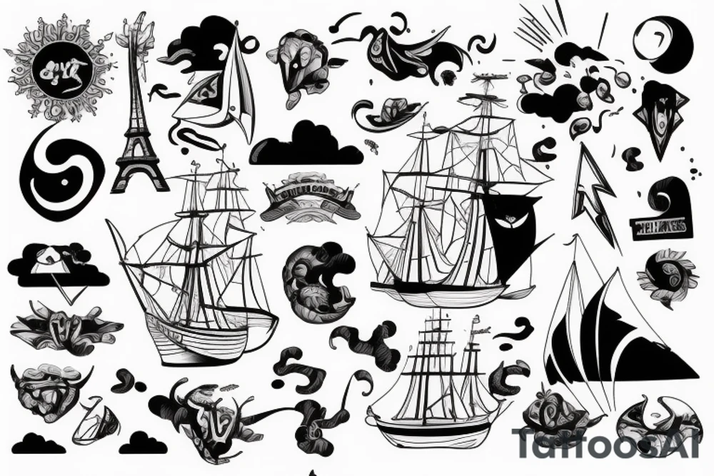 Stormy ship tattoo idea