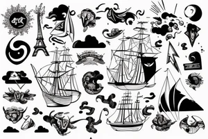 Stormy ship tattoo idea