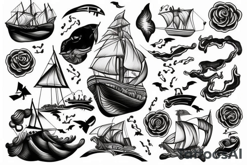 Stormy ship tattoo idea