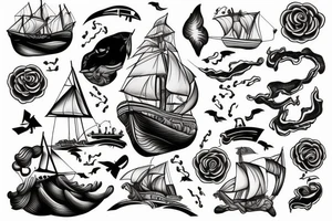 Stormy ship tattoo idea