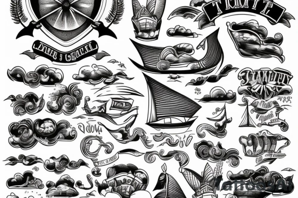 Stormy ship tattoo idea