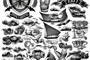 Stormy ship tattoo idea