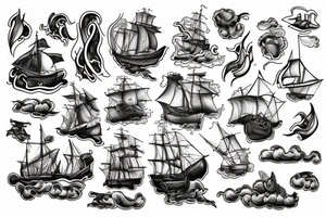 Stormy ship tattoo idea