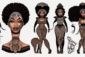 A light-skinned african american woman wearing a lioness headd
ress tattoo idea