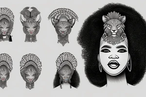 A light-skinned african american woman wearing a lioness headd
ress tattoo idea