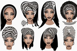 A light-skinned african american woman wearing a
 head dress tattoo idea