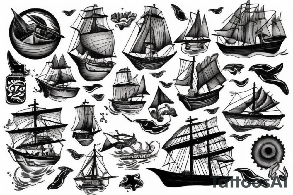 Traditional ship in a storm tattoo idea