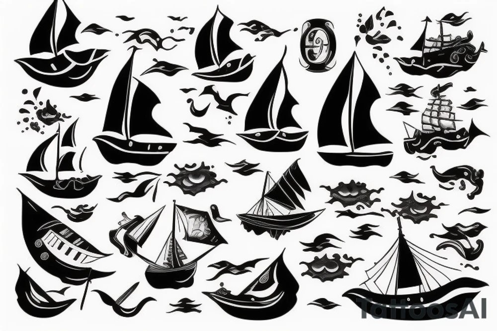 Very Traditional ship in a storm with water tattoo idea Very Traditional ship in a storm with water tattoo idea