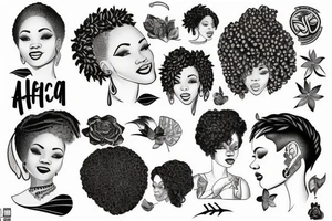 A african american woman with short hair tattoo idea