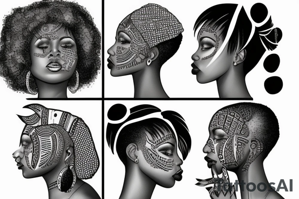 A african american woman with short hair tattoo idea