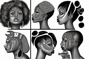 A african american woman with short hair tattoo idea